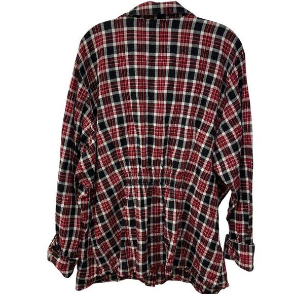 Torrid Plaid Flannel Button Down Shirt Long Sleeve Studded Red Cinched Waist 4XL - Picture 4 of 7